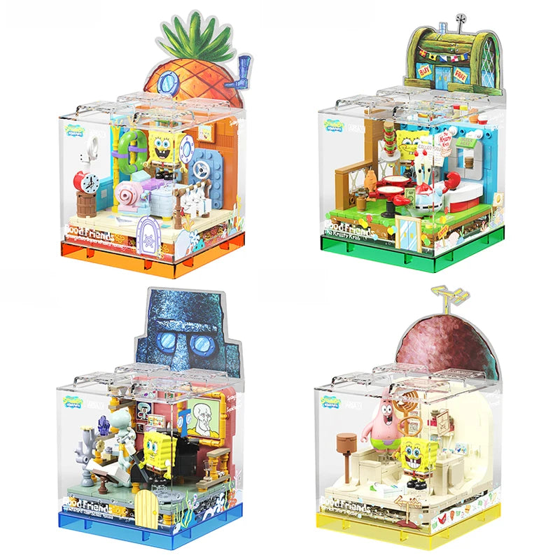 Spongebob Building Blocks Set — Patrick Star, Krusty Krab & Squidward Tentacles Desktop Model Toy for Kids & Gifts