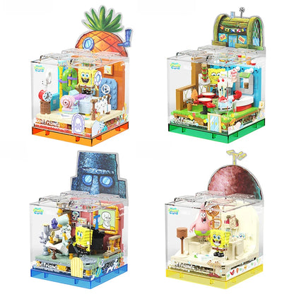 Spongebob Building Blocks Set — Patrick Star, Krusty Krab & Squidward Tentacles Desktop Model Toy for Kids & Gifts