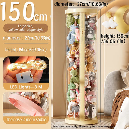 Transparent Doll & Plush Toy Storage Box — DIY Zipper Organizer Tube for Kids’ Toys, Christmas Gift, and Home Use