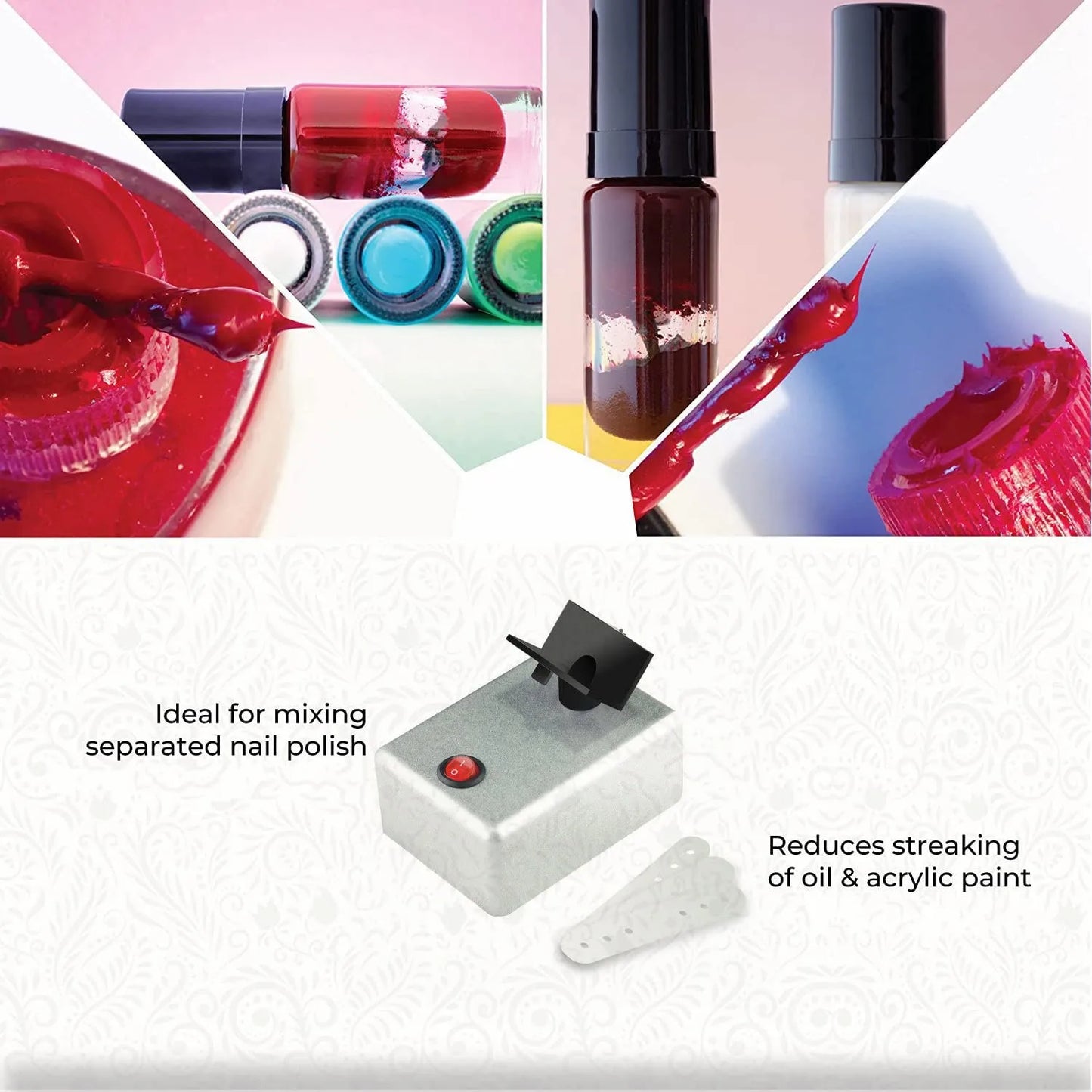 JOYSTAR Model Paint & Nail Polish Shaker Machine – Adjustable Silver Mixing Tool for Nail Art, Tattoo & Hobby Paint Even Mixing