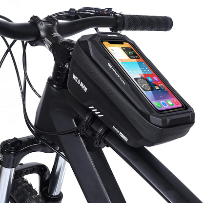 WILD MAN EVA Bicycle Front Beam Bag - Rainproof Touch Screen Phone Holder for Mountain Bike Riding