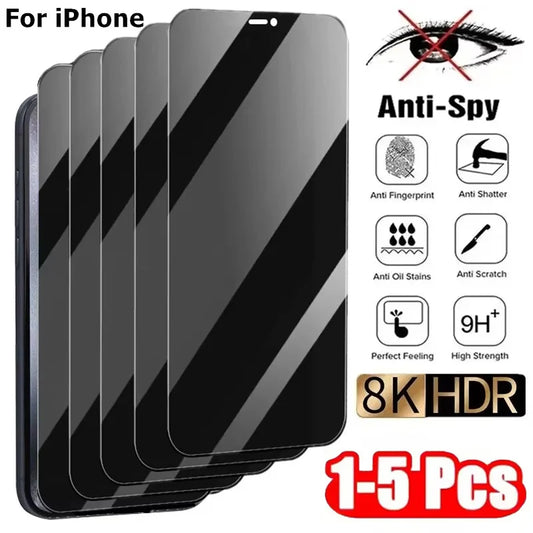 Anti-Spy Privacy Screen Protector Glass for iPhone 17, 16, 15, 14, 13, 12, 11 Pro Max, Mini, Plus, XR, SE, 7 & 8