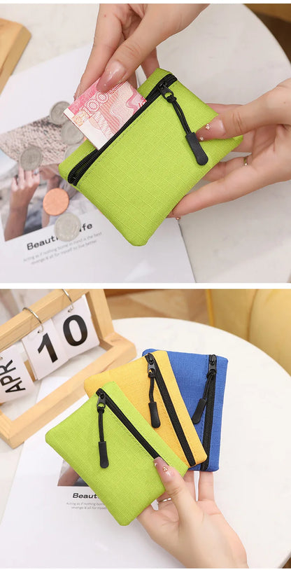 Canvas Mini Coin Purse with Zipper – Cute Solid Color Key & Money Pouch for Kids, Women & Men