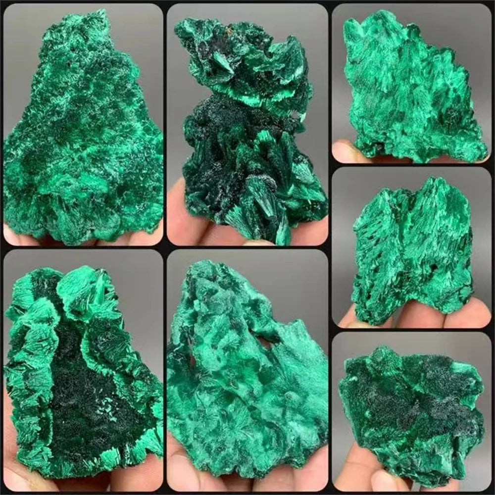 Natural Green Malachite Raw Crystal — Rough Stone Cube Mineral Specimen for Collecting & Home Garden Décor