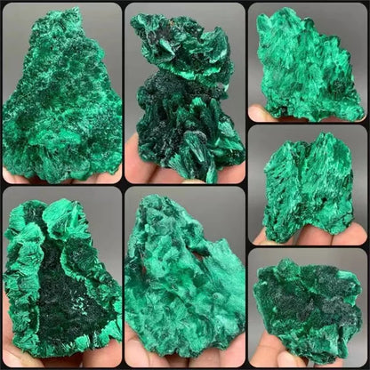 Natural Green Malachite Raw Crystal — Rough Stone Cube Mineral Specimen for Collecting & Home Garden Décor