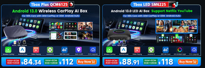 Carlinkit CarPlay AI Box — Qualcomm 6125 8-Core, Android 13, Wireless & Wired CarPlay, Android Auto for OEM Cars