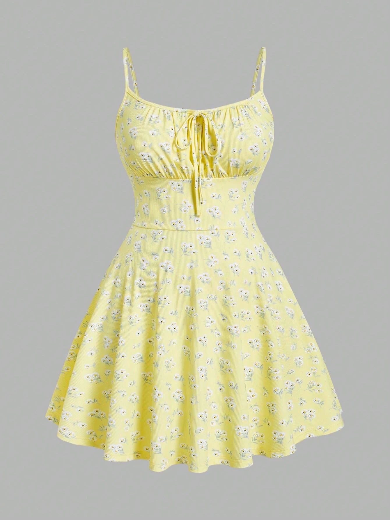 Women’s Floral Sleeveless Camisole Dress – Thin Strap Elegant Summer Fashion Sundress