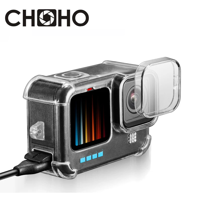 Protective White TPU Housing Case with Lens Cap Strap for GoPro Hero 9 10 11 12 13 Black Accessories