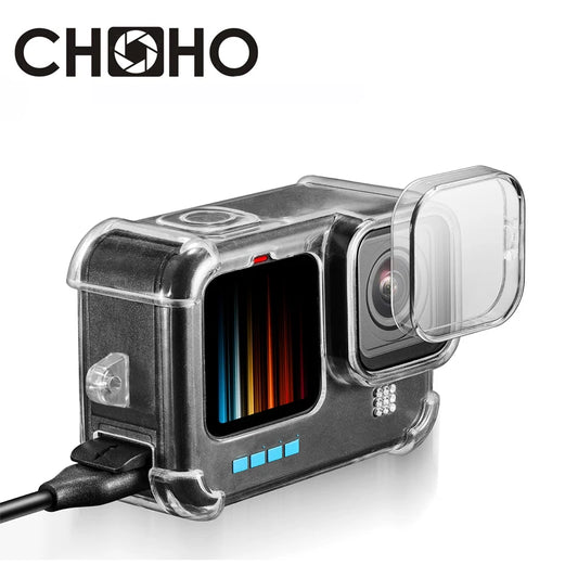 Protective White TPU Housing Case with Lens Cap Strap for GoPro Hero 9 10 11 12 13 Black Accessories