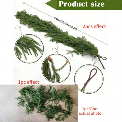 Artificial Norfolk Pine Christmas Wreath – Fake Green Garland for Front Door, Walls, Porches, Home & Xmas Decoration