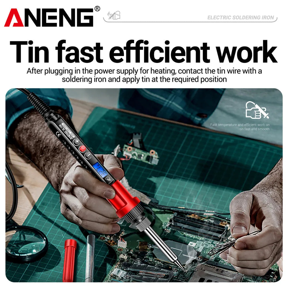 ANENG SL106 Electric Soldering Iron – Adjustable Temperature Welding & Rework Station with Heat Pencil Tip, 110V/220V