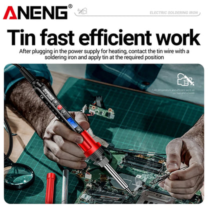 ANENG SL106 Electric Soldering Iron – Adjustable Temperature Welding & Rework Station with Heat Pencil Tip, 110V/220V