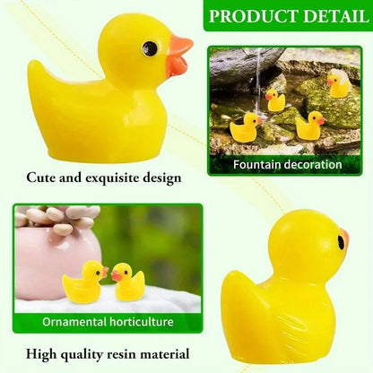200pcs Mini Resin Yellow Ducks – Tiny Duck Figures for Garden Crafts, Fairy Landscape Decoration, and Miniature Plant Scenes