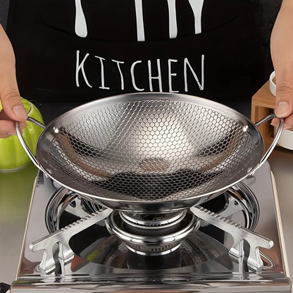 29cm/11inch Stainless Steel Honeycomb Skillet | Non-Stick, Scratch-Resistant Cooking Pan for Pasta, Steak, Porridge, Ramen
