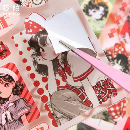 30 Sheets Japanese Style Sticker Book - Cute Cartoon Die Cut Stickers for DIY Scrapbooking Journals & Crafts