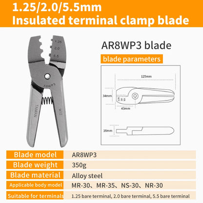 MR-30 Pneumatic Crimping Pliers Cutter Head - Air Shears Tool Part for AR8WP, A8WP3 & A8WP Terminals