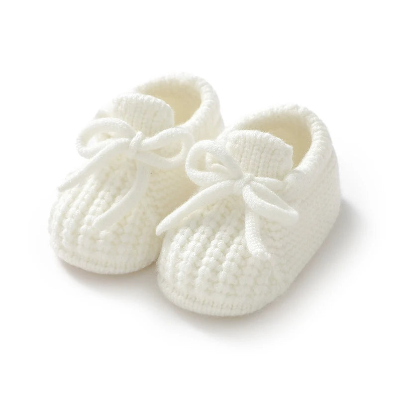 Newborn Baby Shoes — Knitted First Boots for Boys & Girls, Solid Toddler Bed Footwear 0-18M