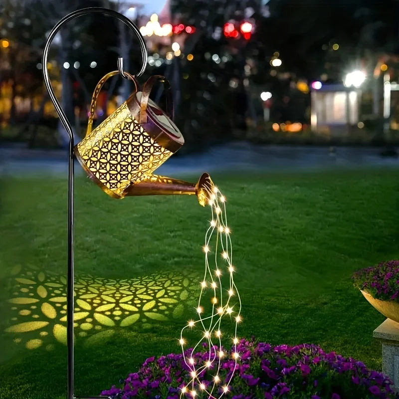 Large Retro Metal Lantern Solar Watering Can Light – Waterproof Hanging Star LED Fairy Light for Outdoor Garden Decoration