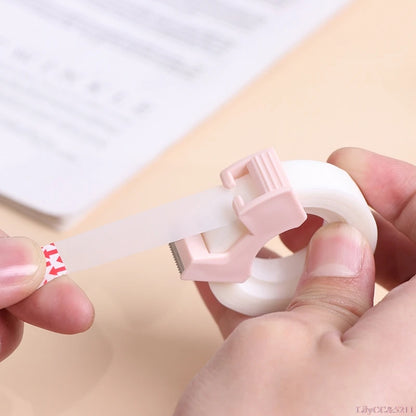 Transparent Small Tape 12mm with Cutting Tool - Adhesive, Writable, Invisible Correction Stationery
