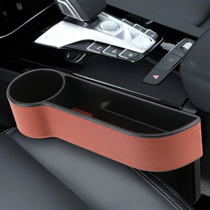 Car Seat Gap Organizer – Leather Auto Crevice Storage Box with Cup & Phone Holder, USB Option