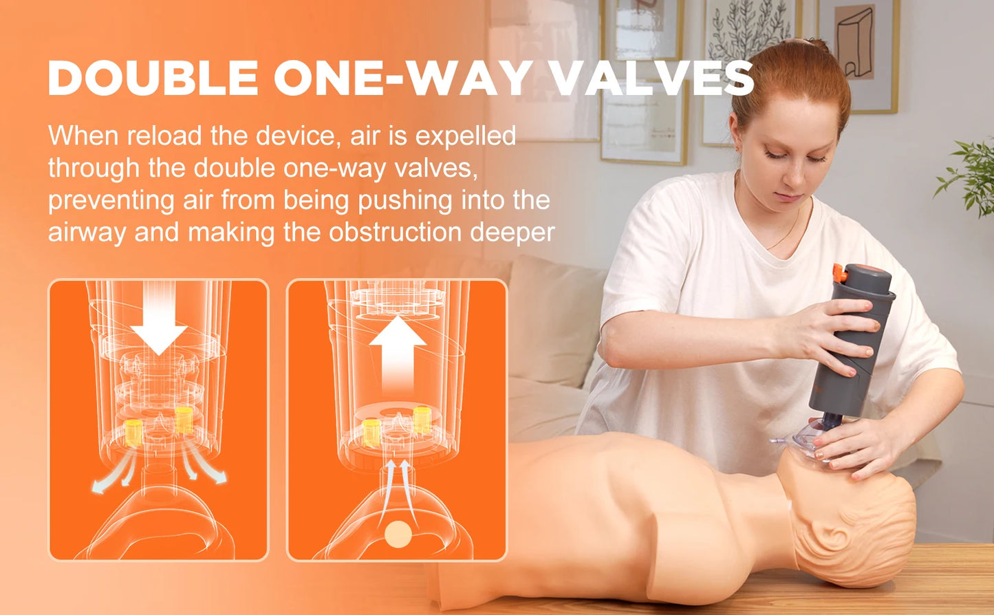 Automatic Anti-Choking Rescue Device with 3 Mask Sizes – First Aid Airway Assist Kit for Adults & Kids, Home Emergency