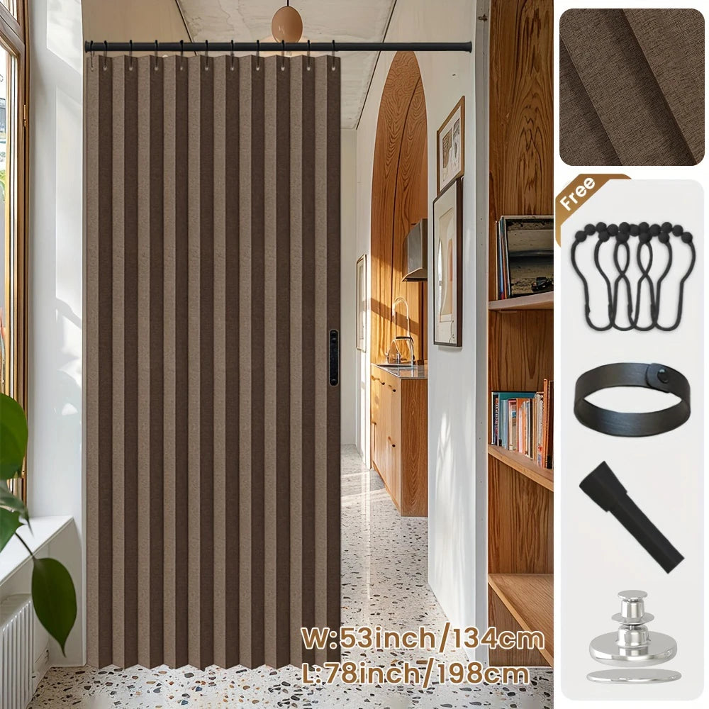 Blackout Folding Door Curtain – 1 Panel Privacy Screen for Living Room, Bedroom, Kitchen, Closet, Room Divider