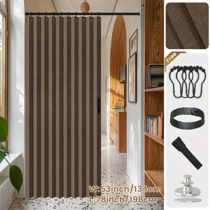 Blackout Folding Door Curtain – 1 Panel Privacy Screen for Living Room, Bedroom, Kitchen, Closet, Room Divider