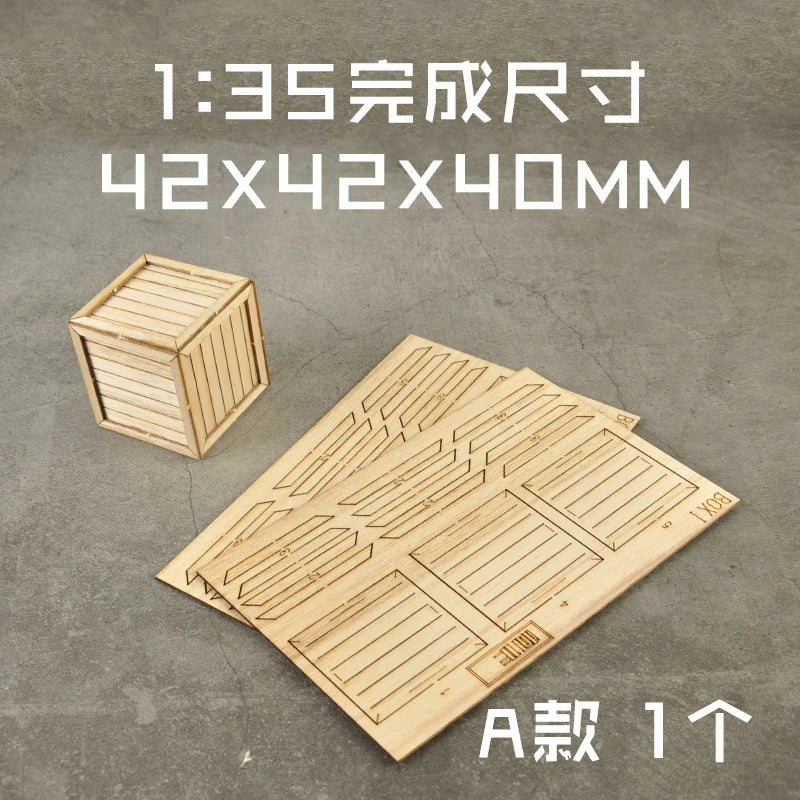 1:35 Scale Miniature Wooden Box & Tray – DIY Diorama Model Kit for Sand Table and Scene Layout