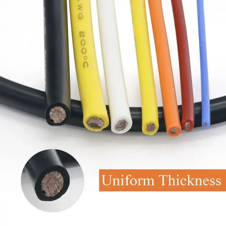 Ultra Soft Silicone High-Temperature Copper Wire – 1M/5M Heat-Resistant Electrical Cable, 30–10 AWG Flexible Power & DIY Wiring Cord