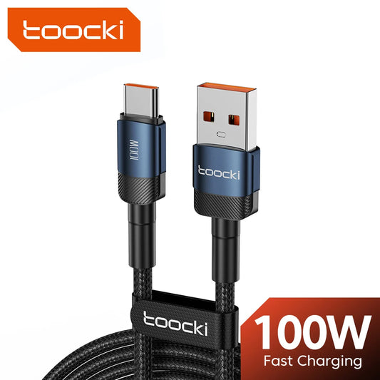 Toocki 6A USB to Type-C Cable – 100W PD Fast Charging Cord for Huawei, Xiaomi, Samsung, OnePlus