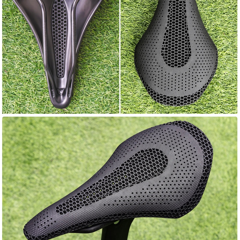 RYET Ultra Full Carbon 3D Printed Bike Saddle — 145mm Lightweight MTB Seat with High Modulus Carbon Fiber Base