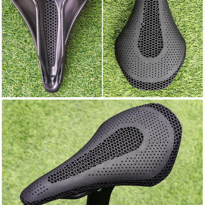 RYET Ultra Full Carbon 3D Printed Bike Saddle — 145mm Lightweight MTB Seat with High Modulus Carbon Fiber Base