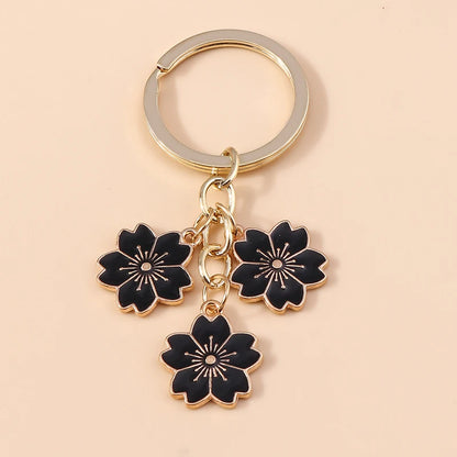 Sakura Flower Enamel Keychain - Colorful Cute Key Ring Handbag Accessory Gift for Women & Girls