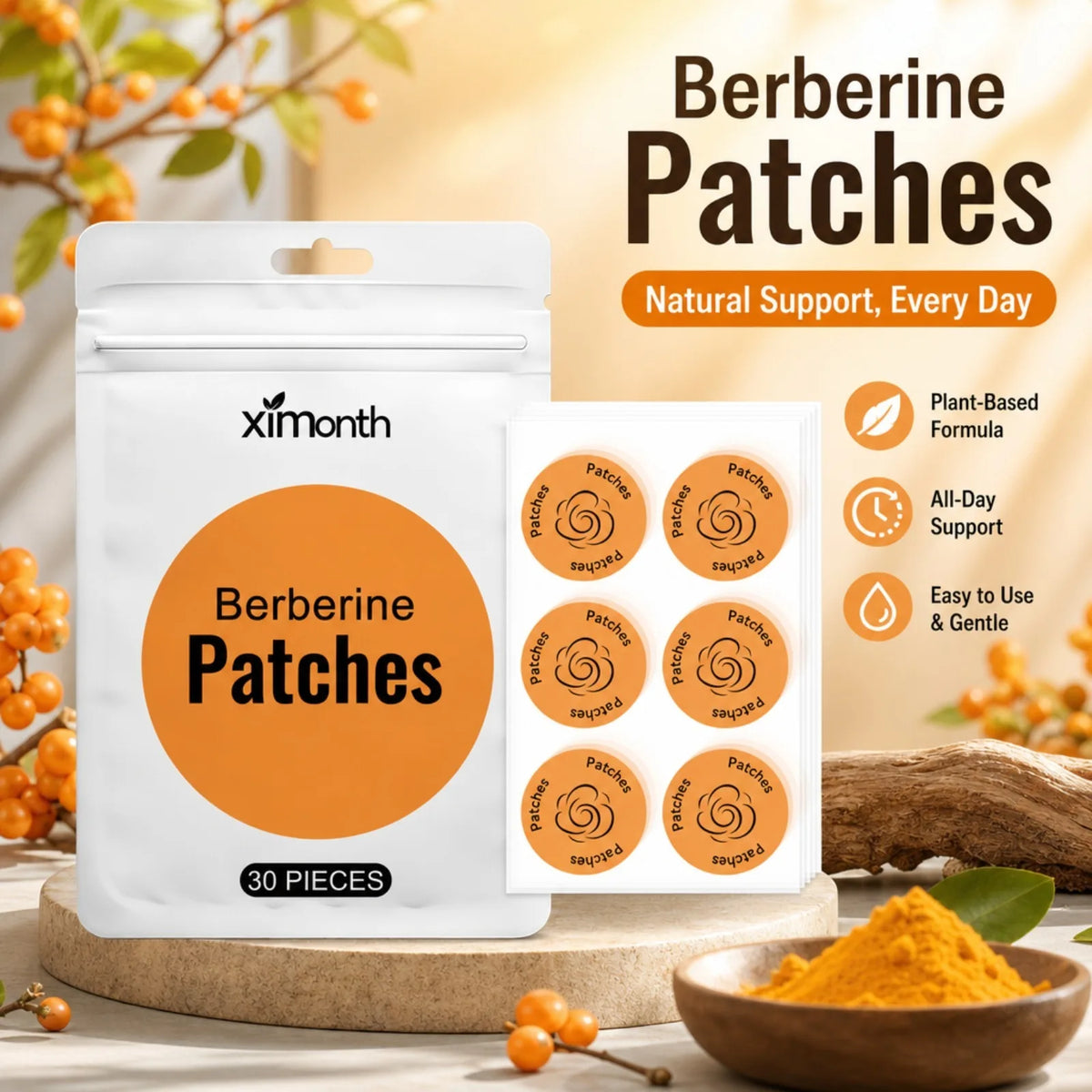 30PCS Berberine Patches - Easy-to-Use Body Care Stickers for Daily Wellness Support