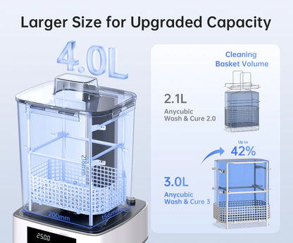 ANYCUBIC Wash & Cure Machine – 3-4L Large Volume for LCD/DLP Resin 3D Printers, Compatible with Photon Mono 2