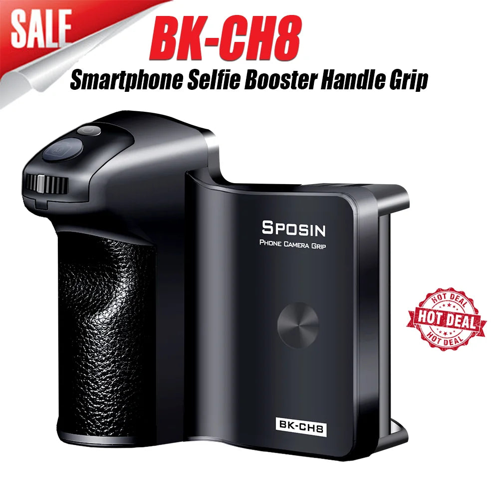 BK-CH8 Stepless Zoom Phone Camera Grip with Bluetooth Remote Shutter for iPhone & Android Selfie Controller Handle Booster Grip