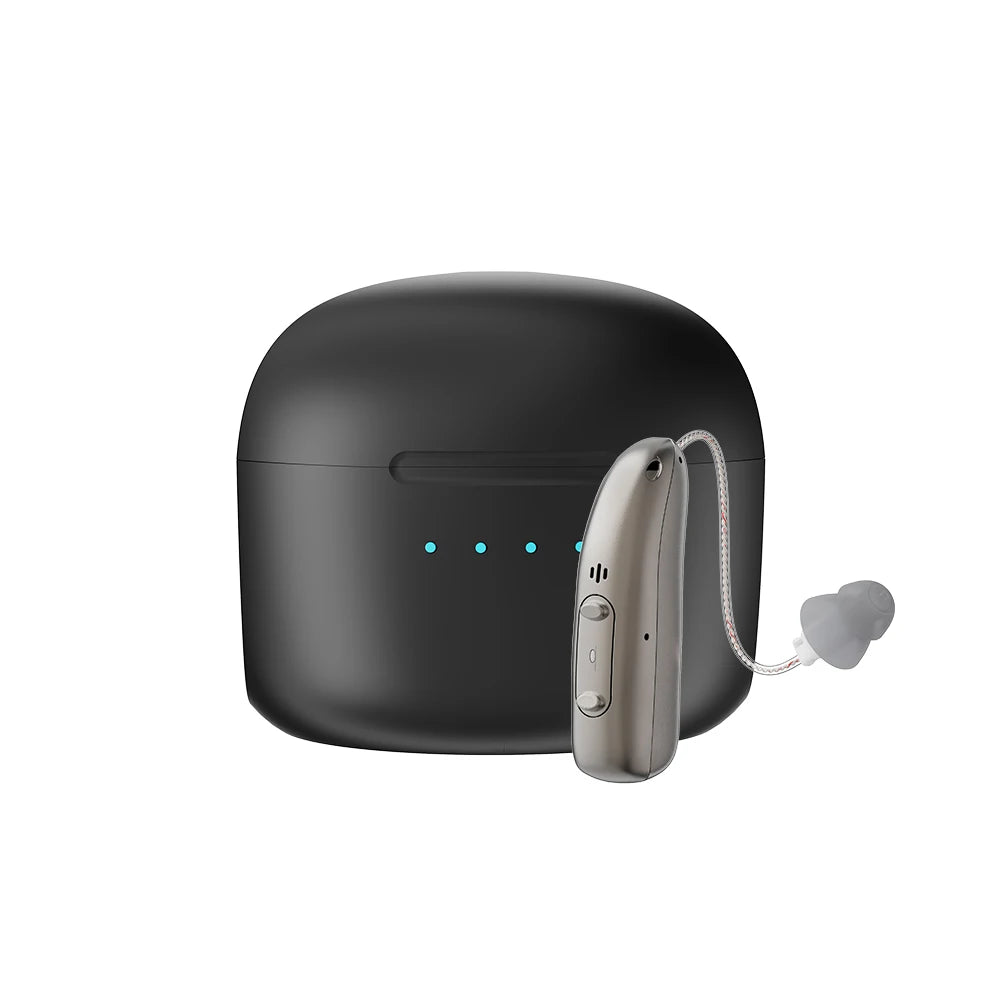 Rechargeable Digital BTE Hearing Aid - Adjustable Volume Portable Hearing Amplifier for Seniors & Adults