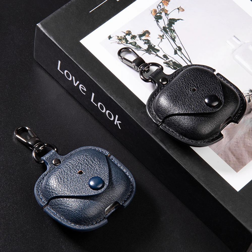 Leather Business Case for AirPods 4 – Luxury PU Headphone Cover with Hook
