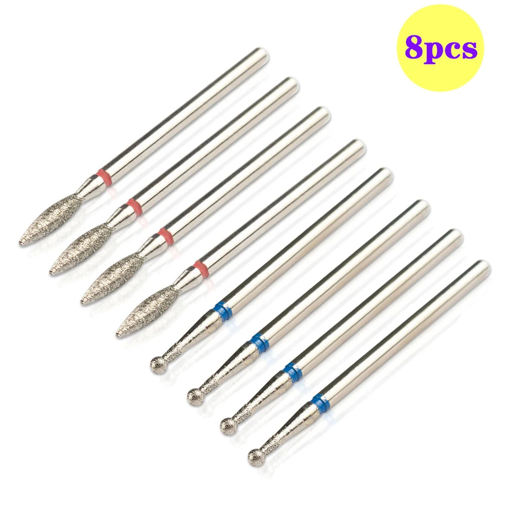 8pcs Diamond Nail Drill Bit Set - Rotary Electric Milling Cutters for Pedicure, Manicure, Cuticle Burr & Nail Tools Accessories