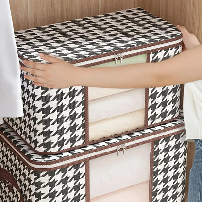 Large Capacity Visible Storage Box: Portable Household Clothes Organizer - Foldable, Dustproof Quilt Container with Handles and Zipper