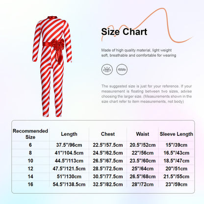 Kids Candy Cane Striped Christmas Tutu Leotard — Sequined Santa Bodysuit for Ballet & Gymnastics