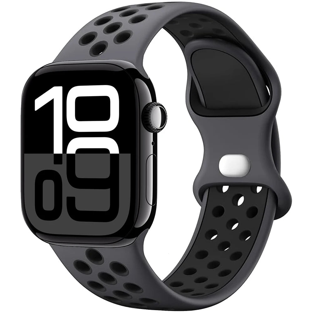 Silicone Apple Watch Strap - Breathable Wristband for Watch 11/10/9/8/7 Ultra 3/2 SE Series 49mm-41mm