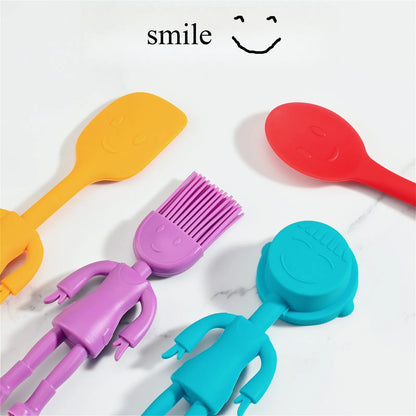 5-Piece Cartoon Silicone Baking Tools Set – Food-Grade Non-Stick Heat-Resistant Spatulas for Kitchen