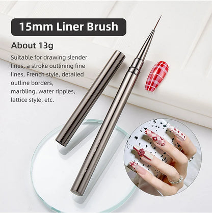 Nail Art Liner Brushes – Striping & Drawing Pens for Elongated Lines, 6–25mm Professional Manicure Design Tools