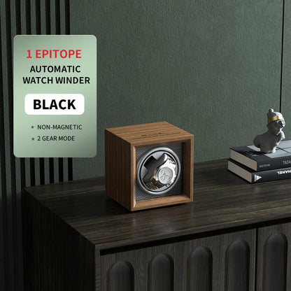 IBBETON Luxury Wood Watch Winder – 1 Slot High-End Automatic Watch Box with Mabuchi Motor & Storage Cabinet