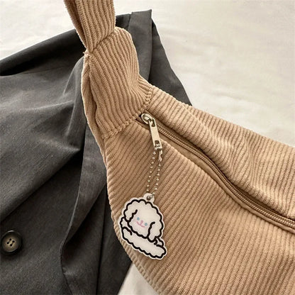 Corduroy Lazy Wind Dumpling Bag | Japanese Literary Single Shoulder Crossbody for Students | Casual Korean Style for Women