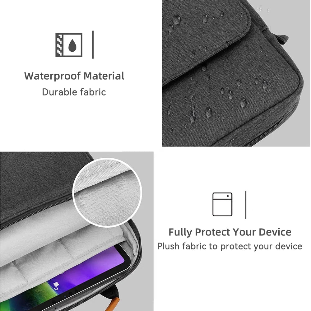 Waterproof Laptop Handbag Cover for MacBook Air and Pro - Multi-Pocket Notebook Bag for 9 to 13 Inch Tablets, 11-13 Inch