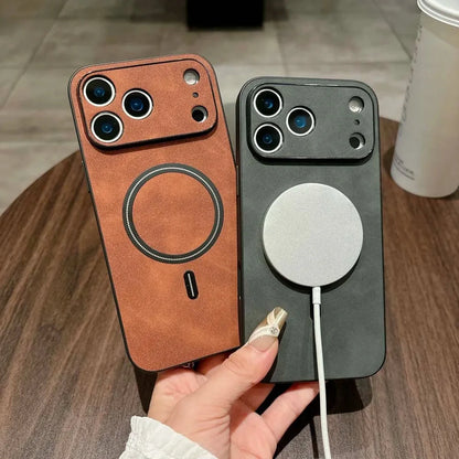 MagSafe Leather Shockproof Phone Case - Magnetic Wireless Charging Cover for iPhone 11, 12, 13, 14, 15, 16 & 17 Series