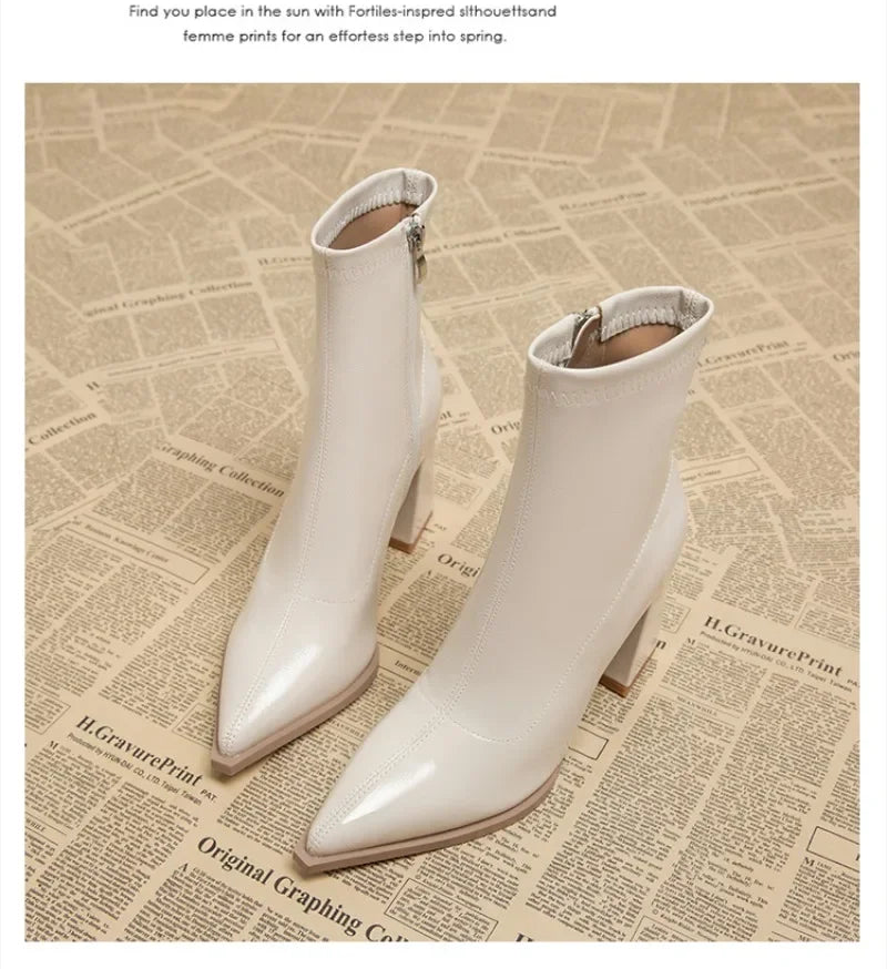 2024 High Heel Ankle Boots – Pointed Toe, Sexy Side Zip Women's Classic Daily Boots