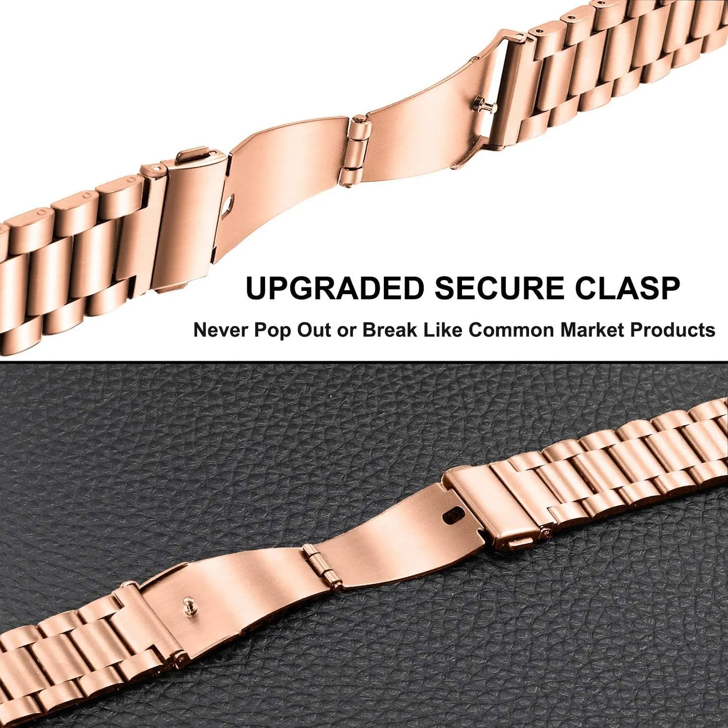 22mm/20mm Metal Watch Strap – Compatible with Garmin Vivoactive 3/4/5, Forerunner 245/645/745/965, Venu 2/3, SQ2 Music